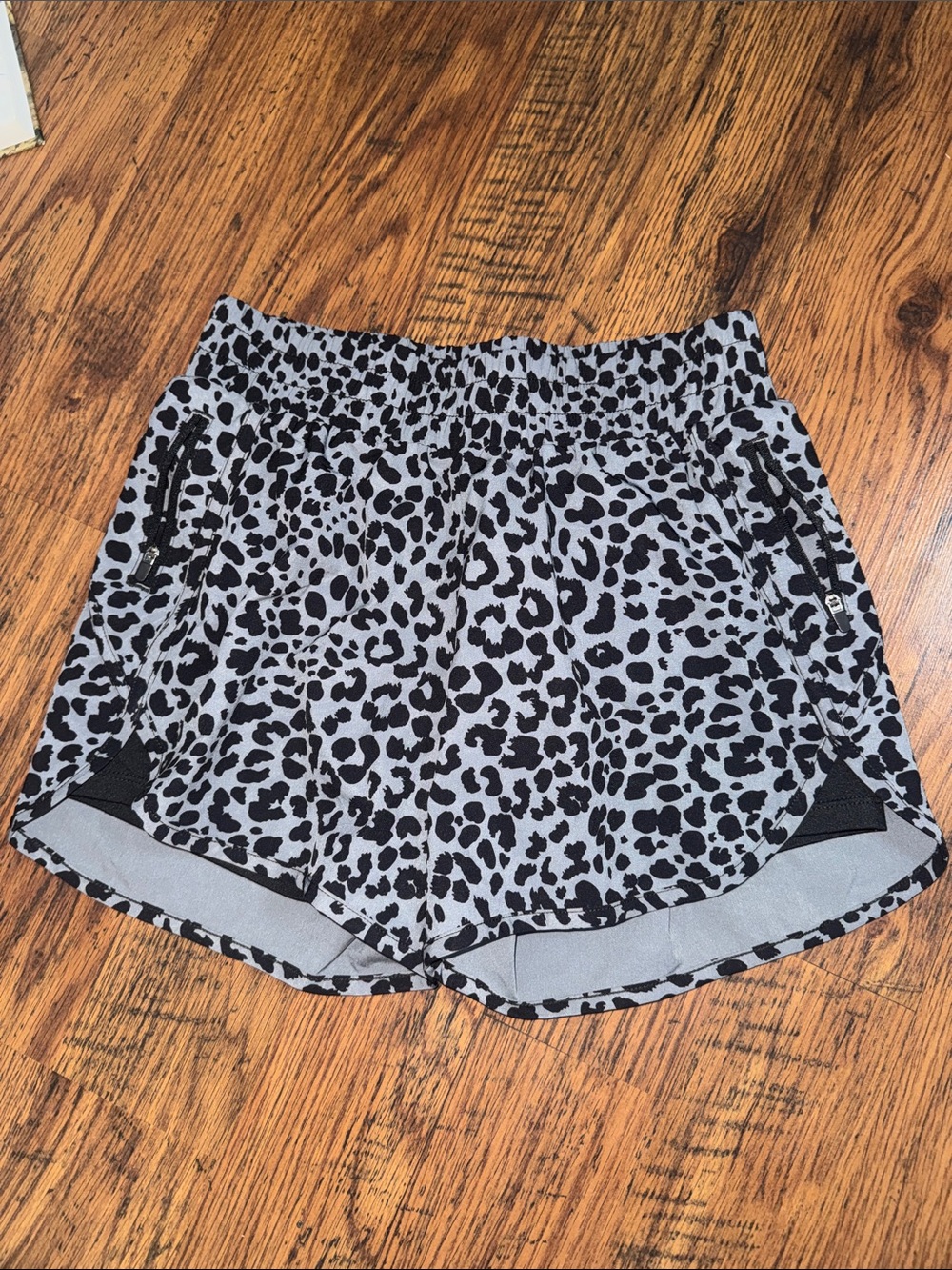 Avia Gray and Black Leopard Print Athletic Shorts 18.T